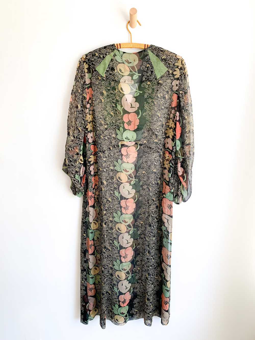 1920’s Floral Silk Chiffon Dress - image 6