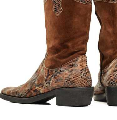 Vintage Gorgeous Italian Boots Suede and Snakeskin