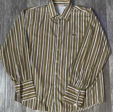 Lacoste × Vintage VTG Lacoste Yellow Brown Pinstr… - image 1