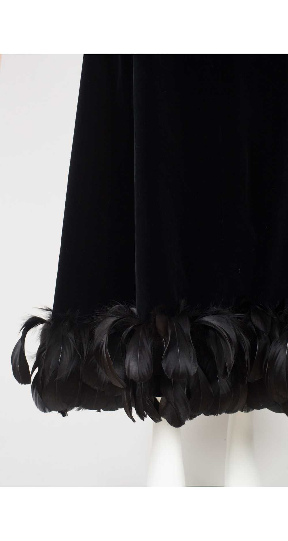 Givenchy 1970s Demi-Couture Black Velvet Feather … - image 3