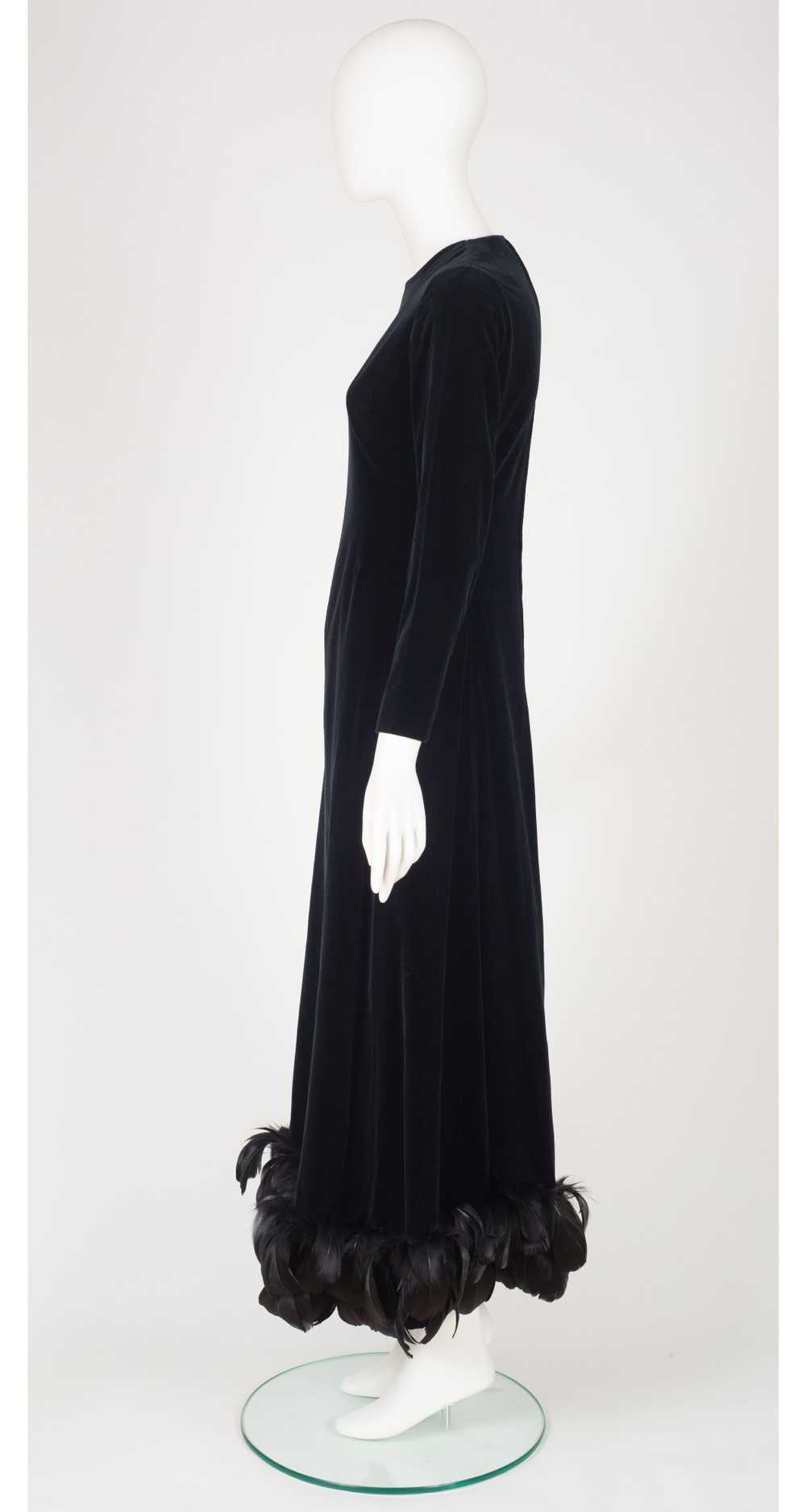 Givenchy 1970s Demi-Couture Black Velvet Feather … - image 4