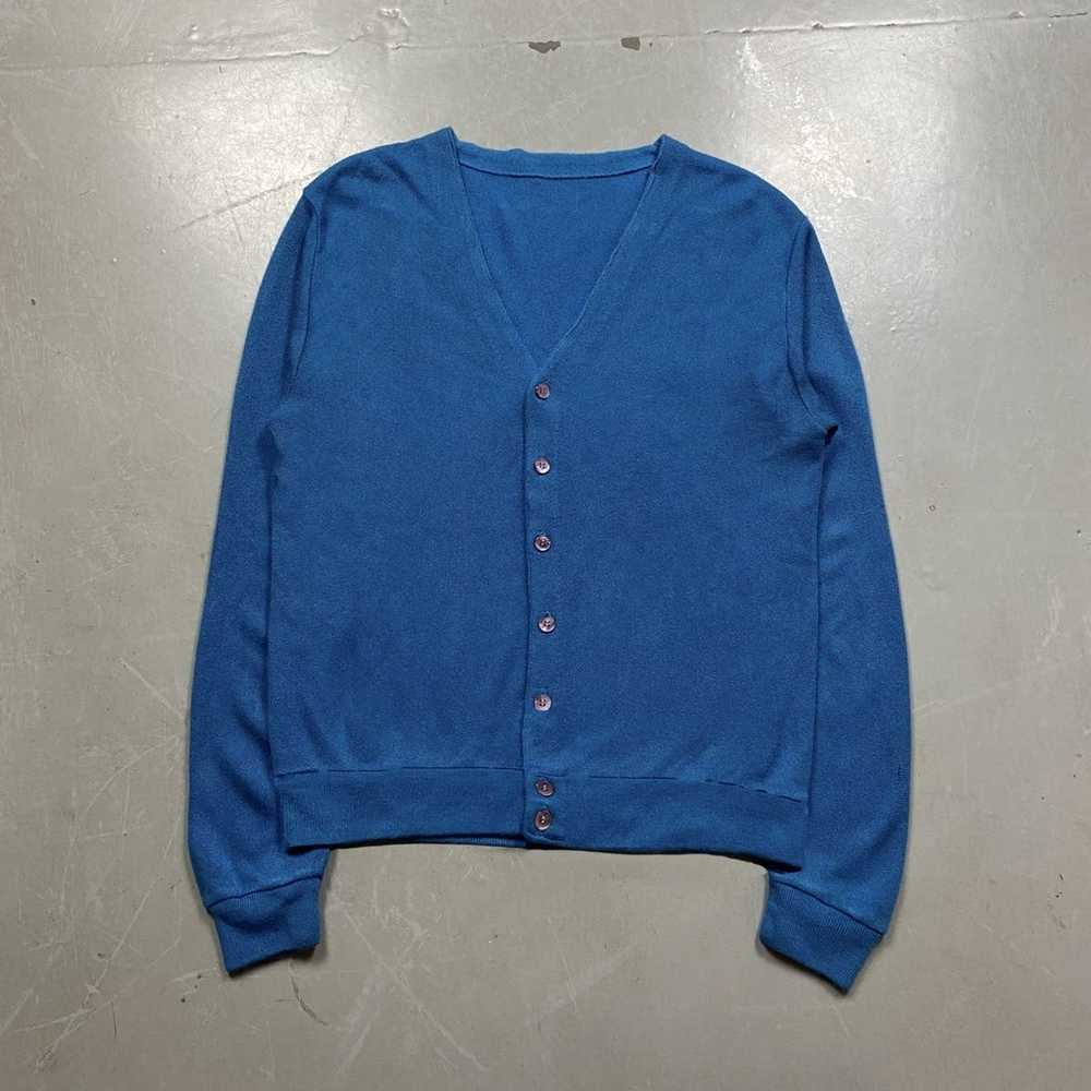 Made In Usa × Vintage 80s Sky Blue Cardigan Sweat… - image 1