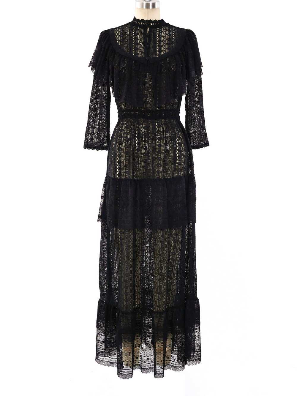 Black Tiered Lace Maxi Dress - image 1