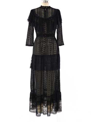 Black Tiered Lace Maxi Dress