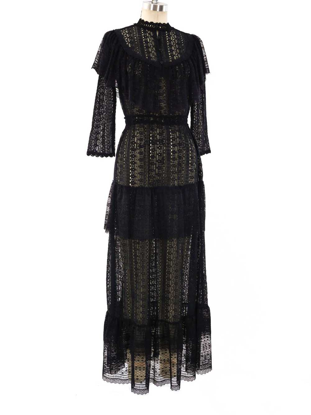 Black Tiered Lace Maxi Dress - image 3
