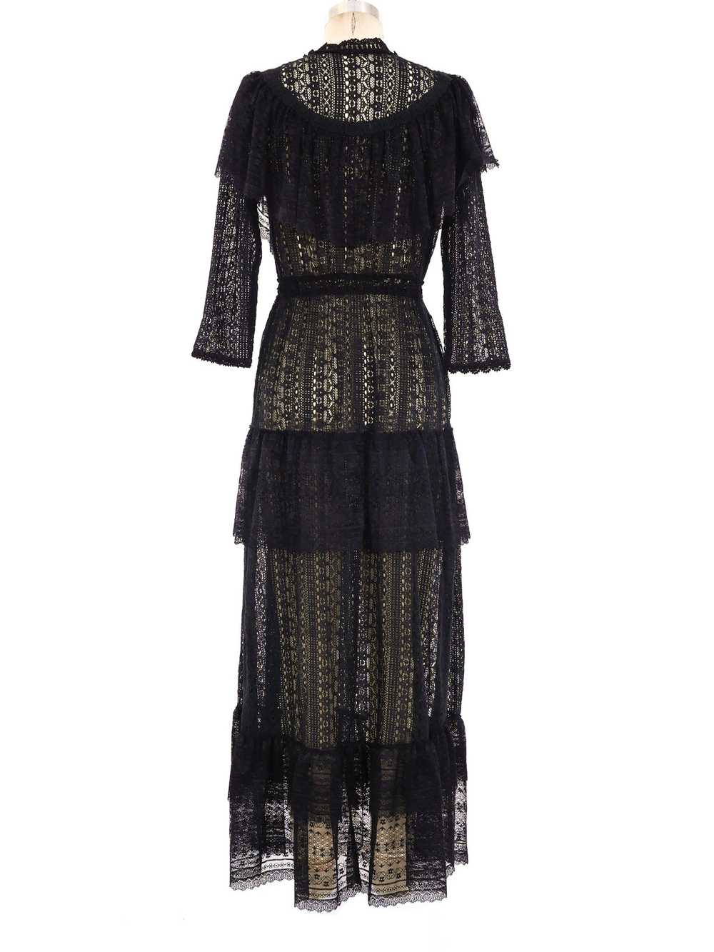 Black Tiered Lace Maxi Dress - image 4