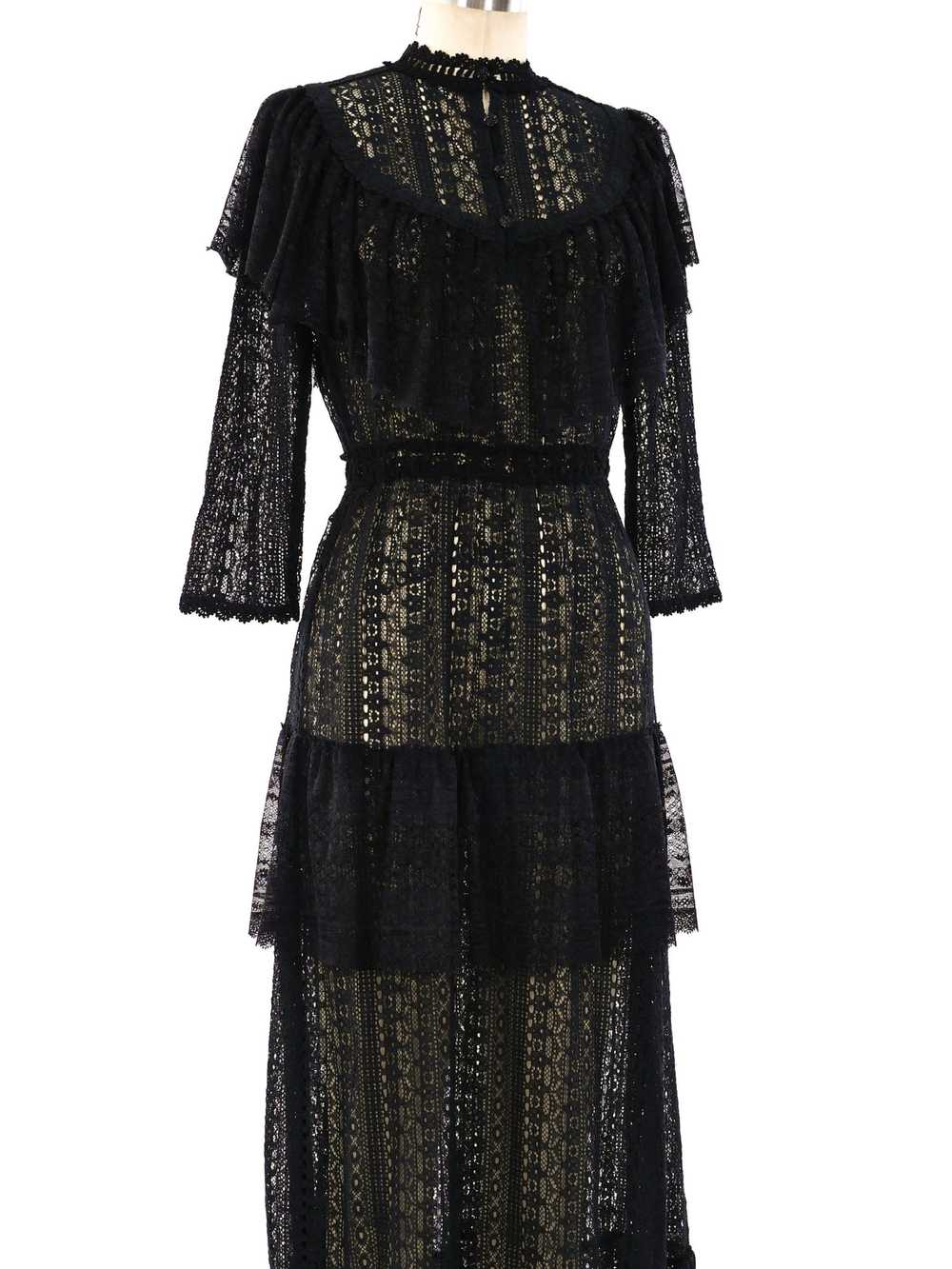 Black Tiered Lace Maxi Dress - image 5