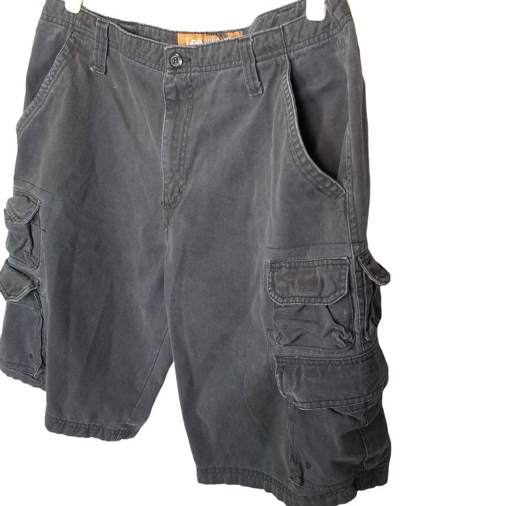 Lee Lee 34 Dark Gray Denim Dungarees Cargo Shorts… - image 2