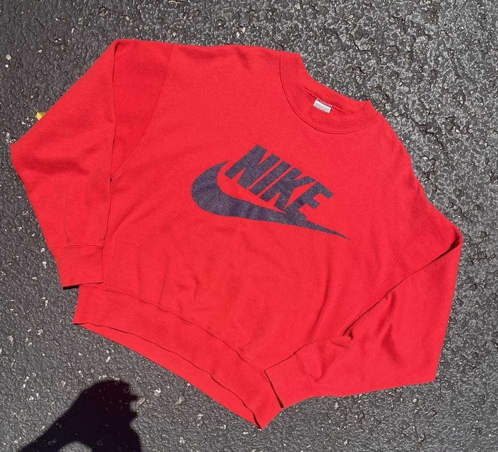 Nike × Vintage 90s Nike Grey Tag Sweatshirt Big S… - image 1