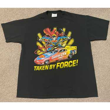 Vtg 90's John Force Superman Nascar Competitors View White T-Shirt