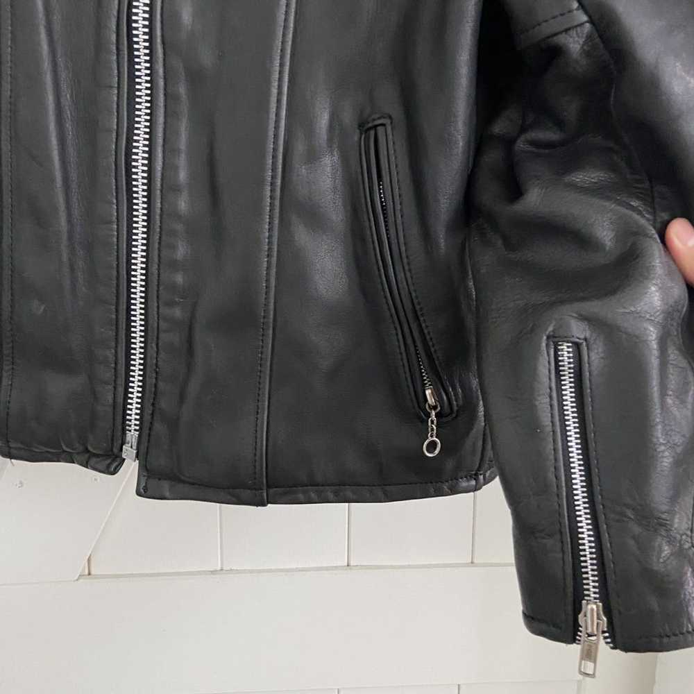 Vintage Mens Heavy Black Leather Biker Jacket - image 4