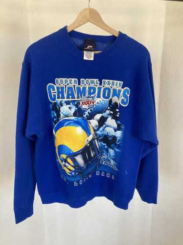 Vintage ST. LOUIS RAMS SUPER BOWL XXXIV CHAMPS Sweatshirt Blue Gildan L