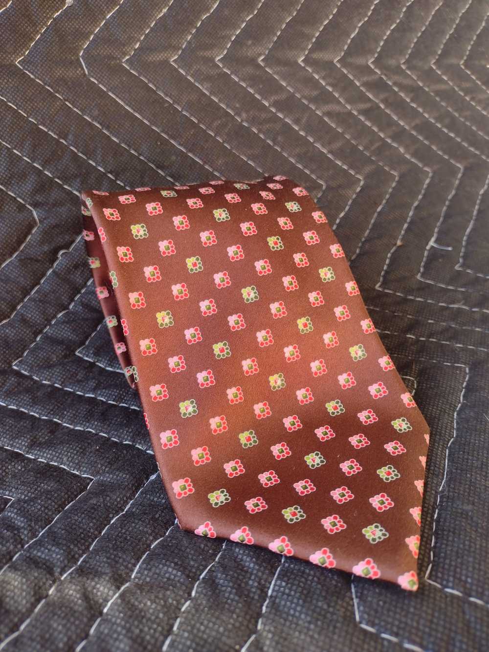 Brioni Brioni Neck Tie - Brown w Pink & Green Pat… - image 1