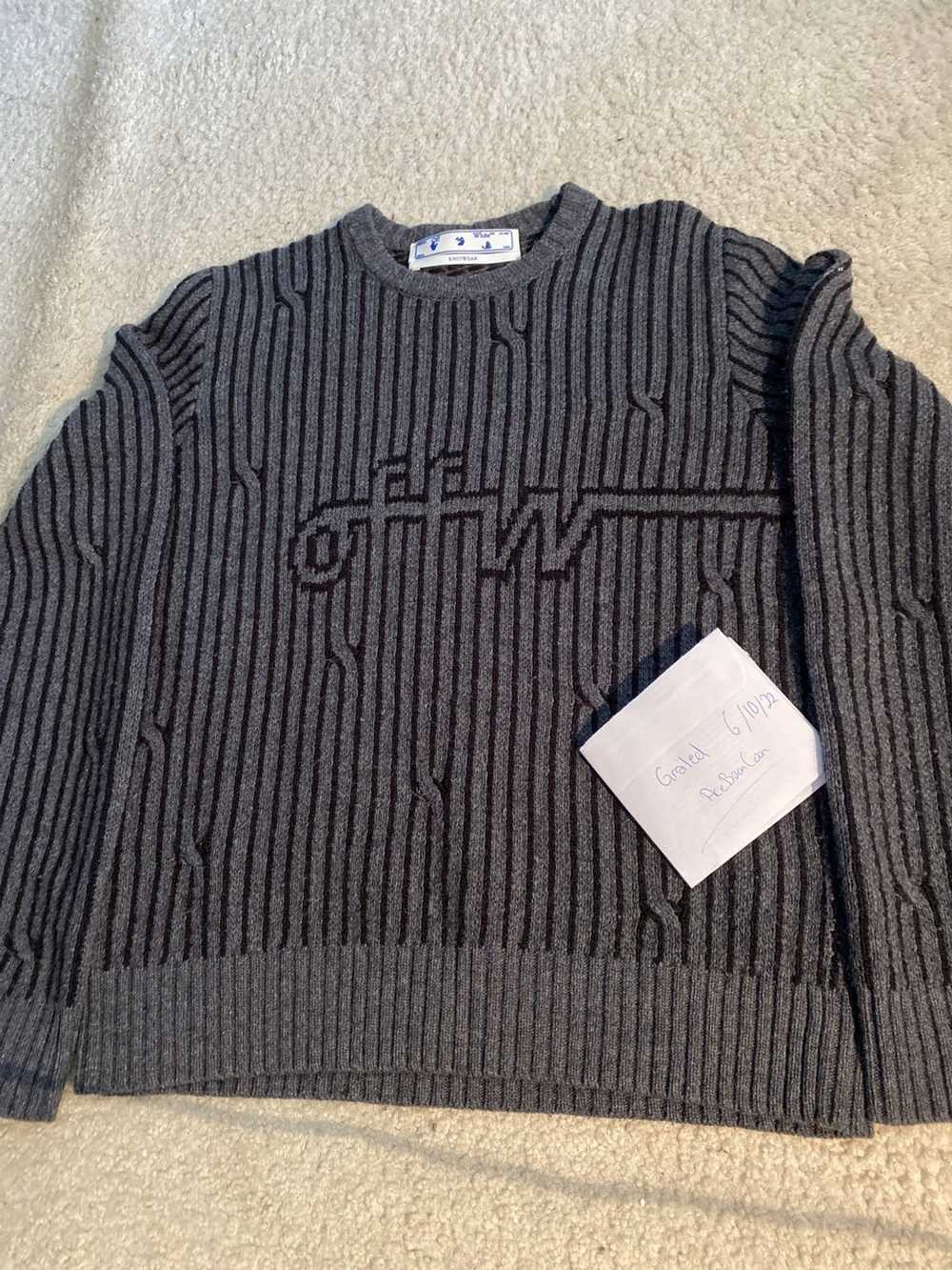 Off-White Off-White Grey Intarsia Knit Sweater - image 1