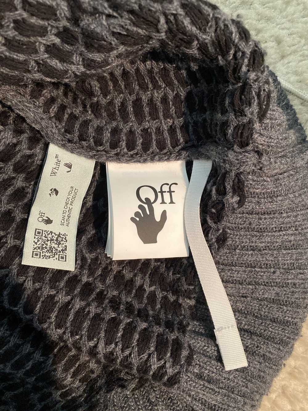 Off-White Off-White Grey Intarsia Knit Sweater - image 4