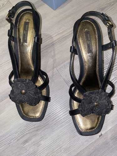 LOUIS VUITTON Yellow Suede Cleo/Pompeii Platform Ankle Strap Sandals, Size  37.5