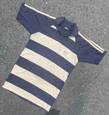 Vtg 80s NY Yankees Rainbow Stripes Polo Shirt White L Knit 