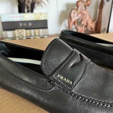 Prada PRADA Saffiano Leather Driving Penny Loafers - image 1