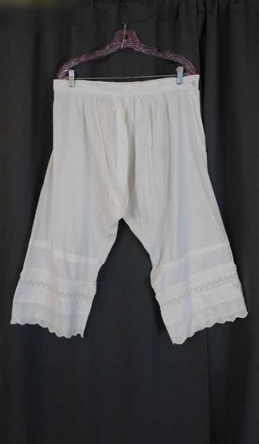 Antique Victorian Long White Pantaloons, Pettipants Bloomers, Handmade  Circle Lace, 25 inch waist 1800s Split Crotch