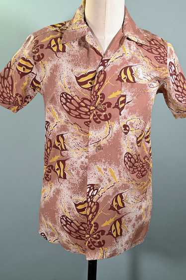 Hale Niu Vintage 50s Hawaiian Shirt, Fish Undersea