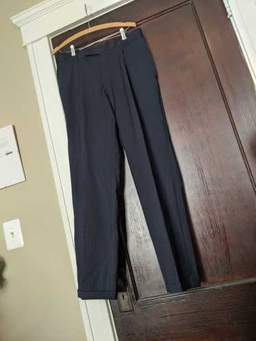 Hugo Boss Pleated pinstriped navy dress pants