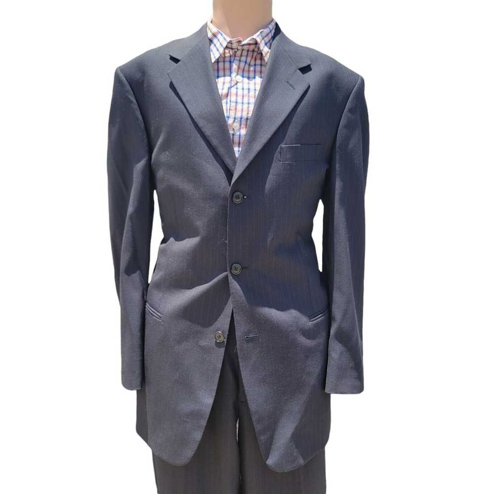 Dillards Men's 3-Button Navy Suit with light gray… - image 3