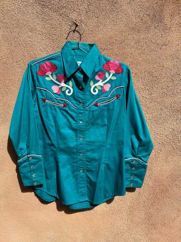 Teal Western Blouse by Salaminder