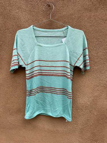 Seafoam and Red Striped Top