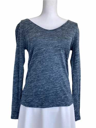 Massimo Dutti Heather Navy Elbow Patch Top, S