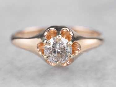 Antique Belcher Set Diamond Engagement Ring - image 1