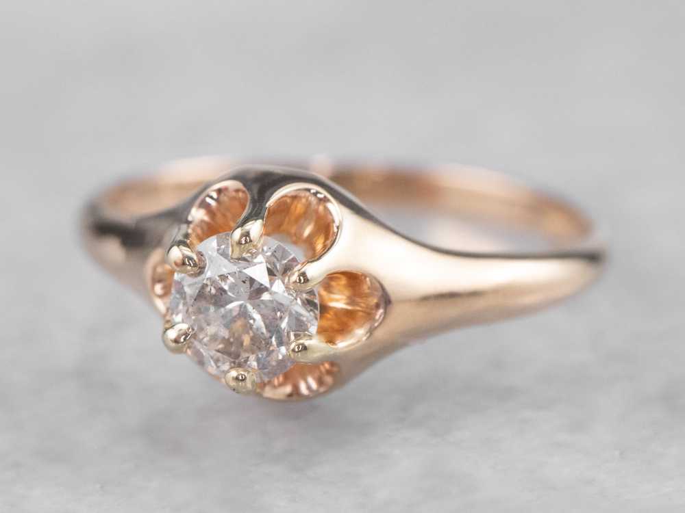 Antique Belcher Set Diamond Engagement Ring - image 3