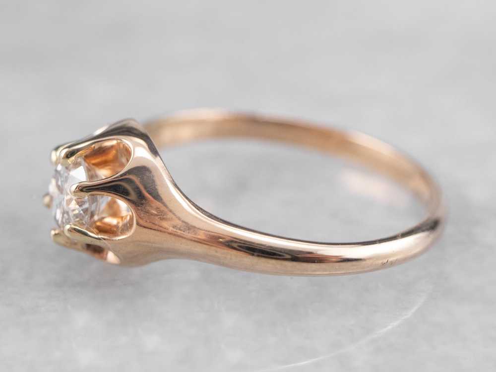 Antique Belcher Set Diamond Engagement Ring - image 4