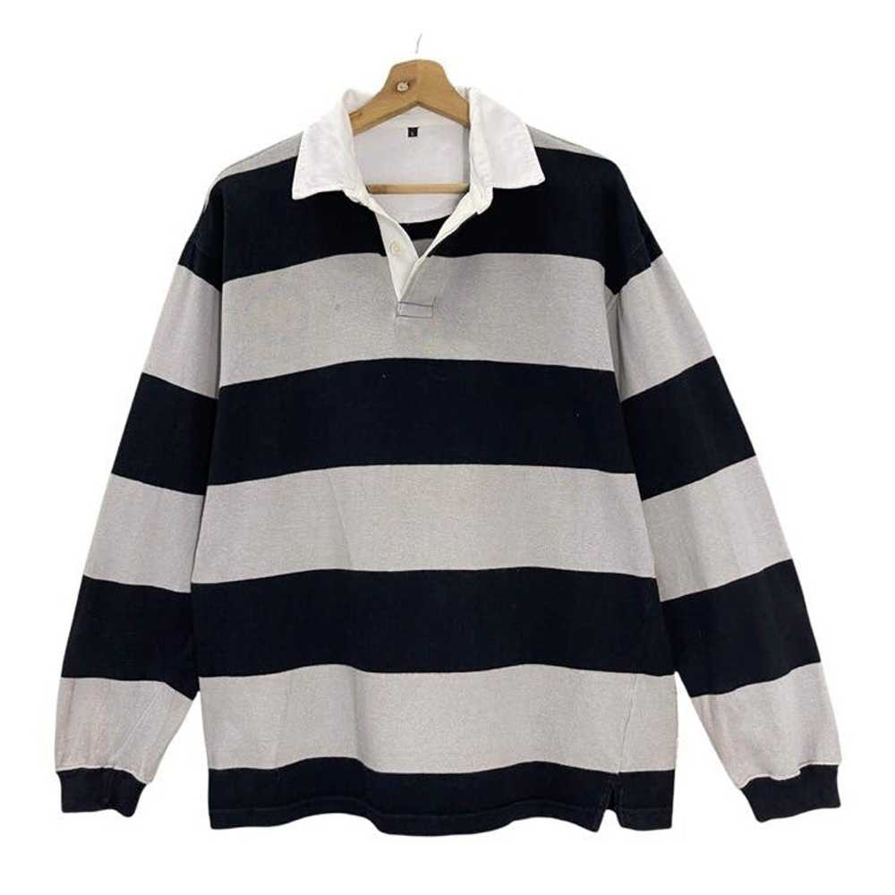Japanese Brand × Streetwear Polo Rugby Stripe Lon… - image 3
