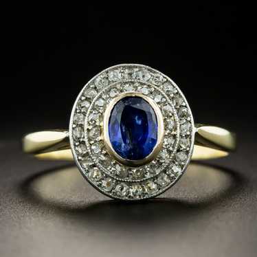 Edwardian .85 Carat Sapphire and Diamond Halo Ring