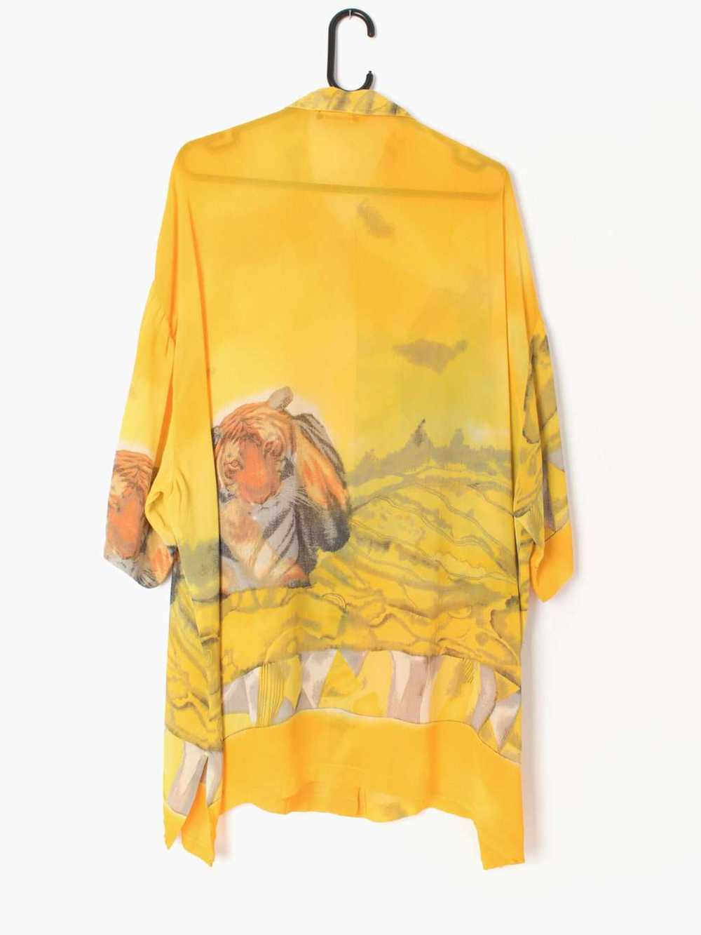 Womens vintage sheer yellow tiger blouse by Jean … - image 3