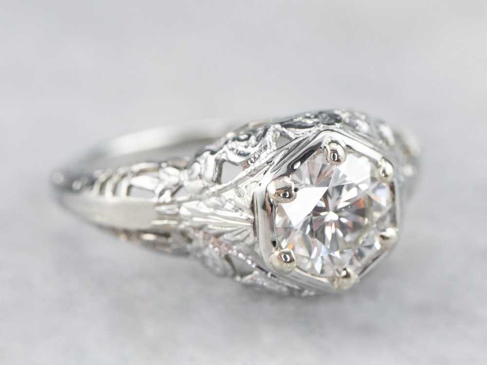 Stunning Art Deco Diamond Solitaire Engagement Ri… - image 2