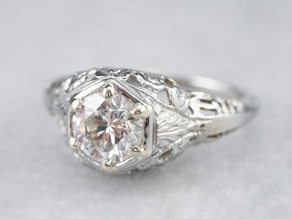 Stunning Art Deco Diamond Solitaire Engagement Ri… - image 3