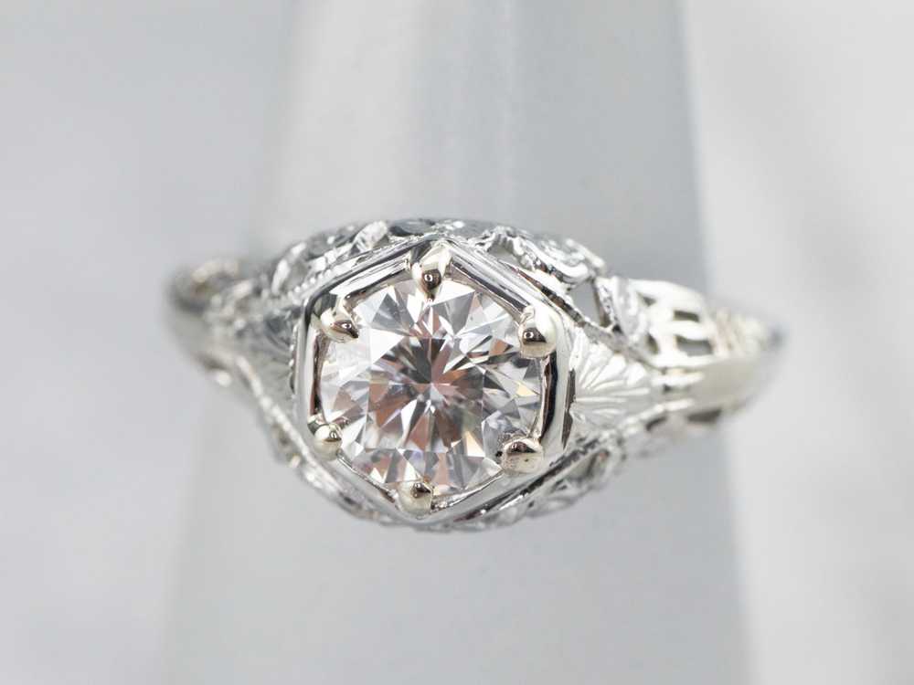 Stunning Art Deco Diamond Solitaire Engagement Ri… - image 7