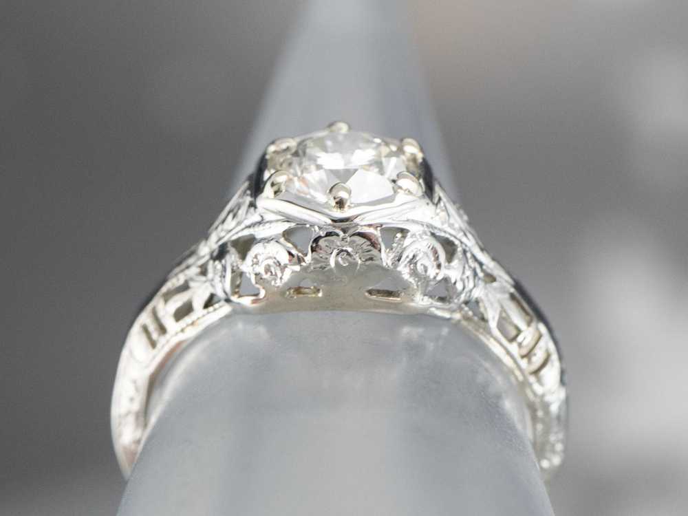 Stunning Art Deco Diamond Solitaire Engagement Ri… - image 8