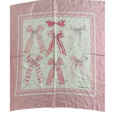CHRISTIAN DIOR Silk Twill Deep Pink Striped Scarf 77cm x 77cm Rev Handroll  Hems
