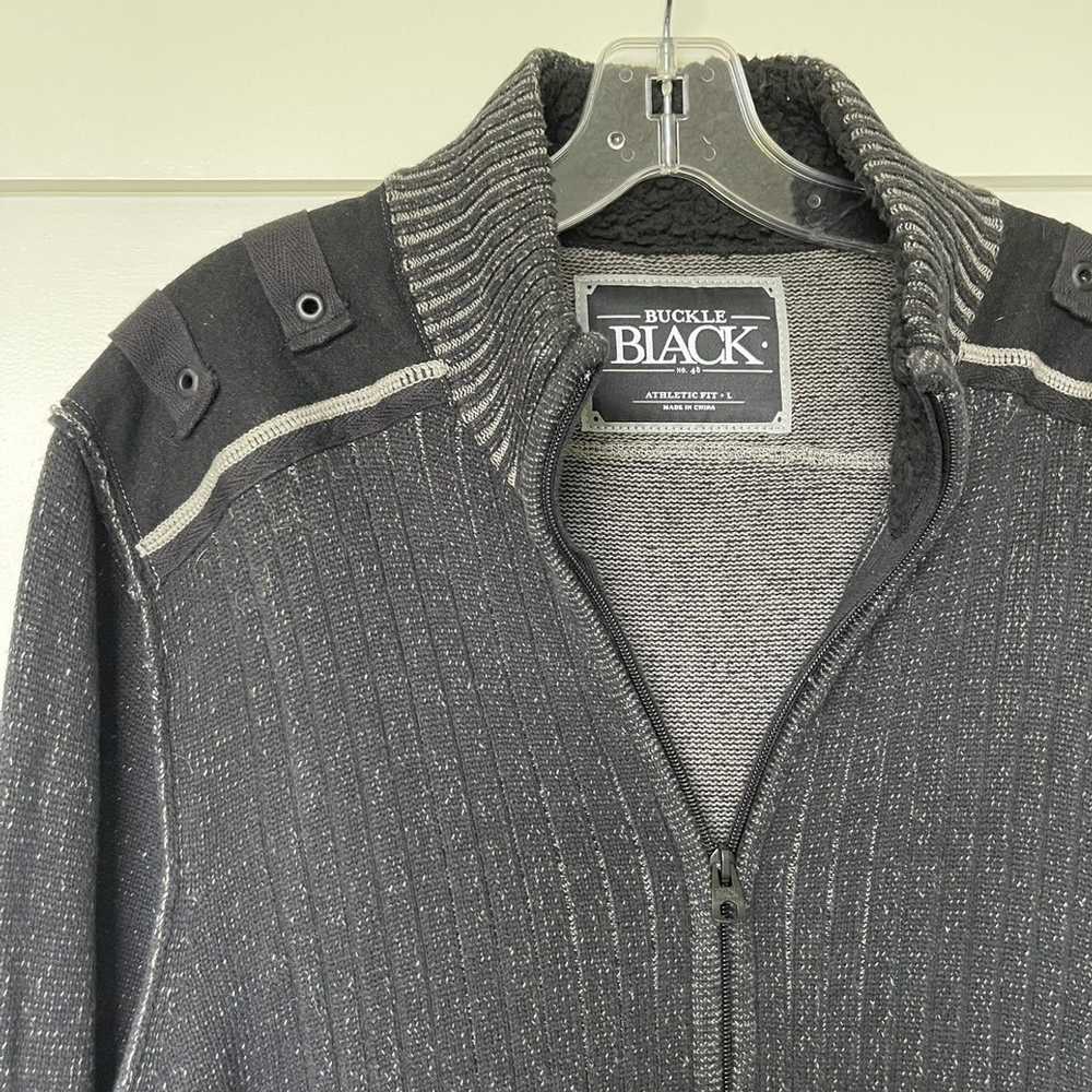 Buckle Buckle Black Full Zipper Sweater - image 4
