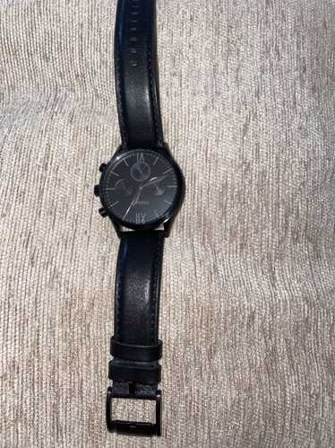 Fossil Mens fossil watch black/leather