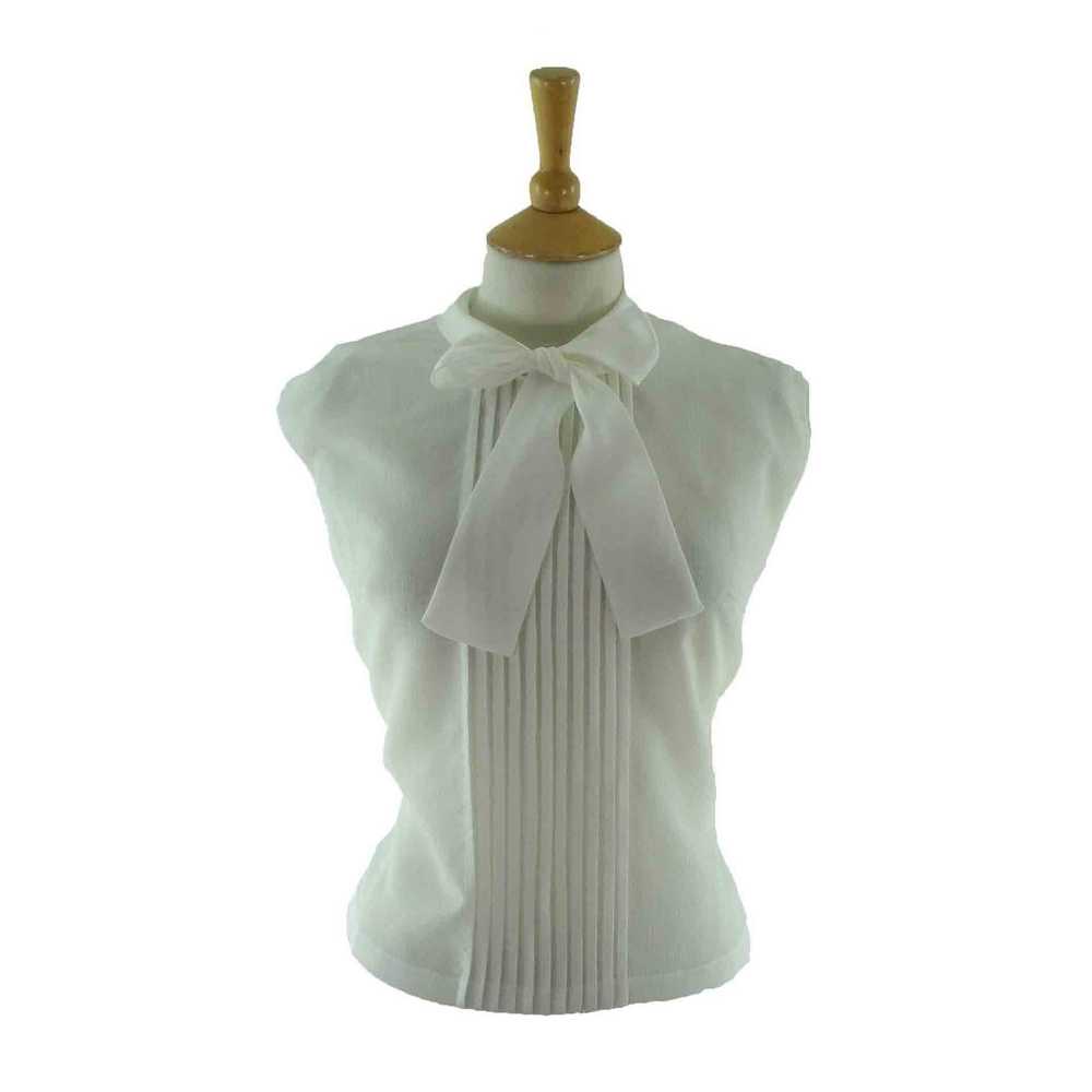60s White Pussy Bow Blouse - image 1