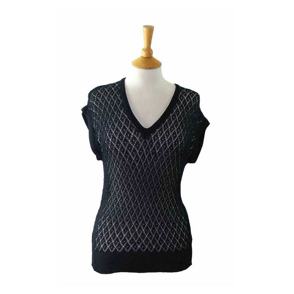 80s Black Lace Crotchet Top – 8 - image 1