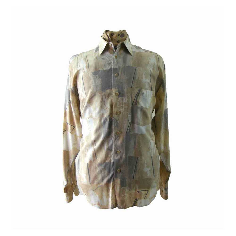 90s Two Tone Abstract Print Shirt – L - image 1