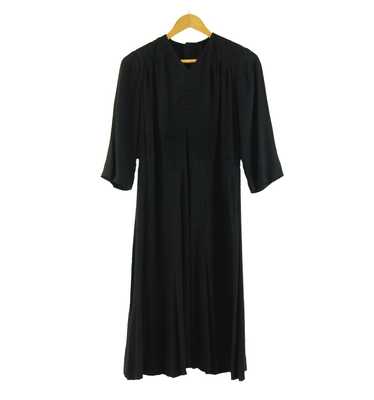 40s Ruched Black Crepe De Chine Dress – 12 - image 1