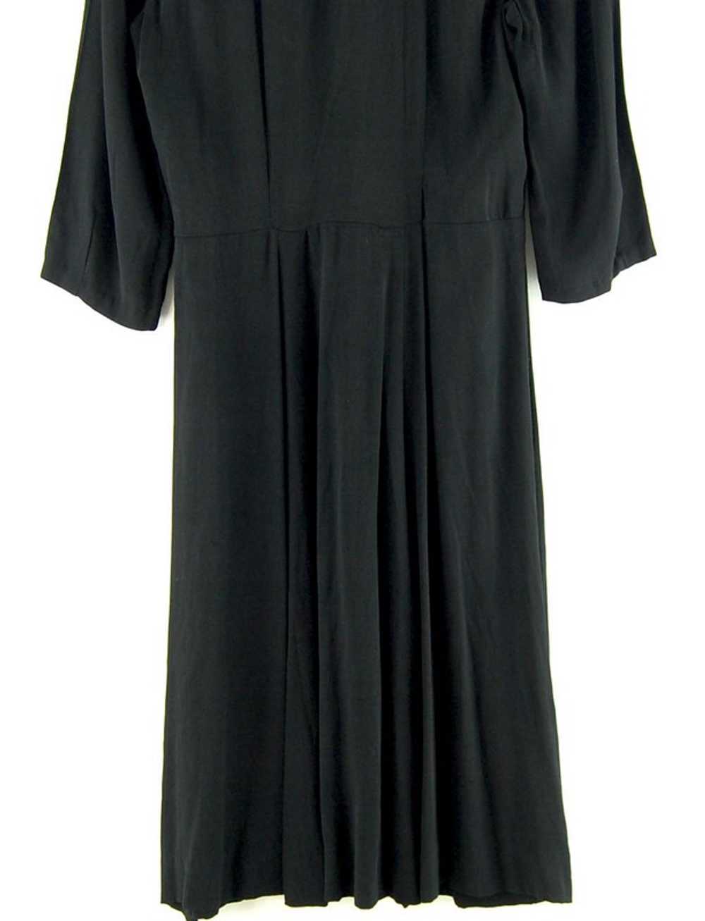 40s Ruched Black Crepe De Chine Dress – 12 - image 4
