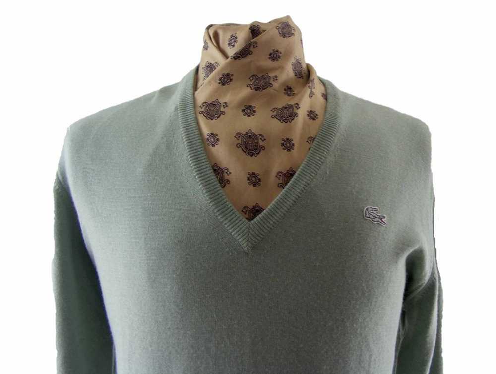 90s Lacoste Avocado Green V Neck Sweater – XL - image 2