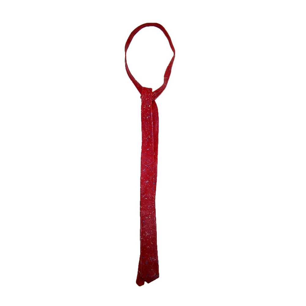 60s Slim Red Speckled Leather Tie - image 1