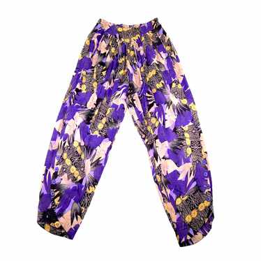 90s Purple Floral Patterned Harem Pants – 12 - image 1